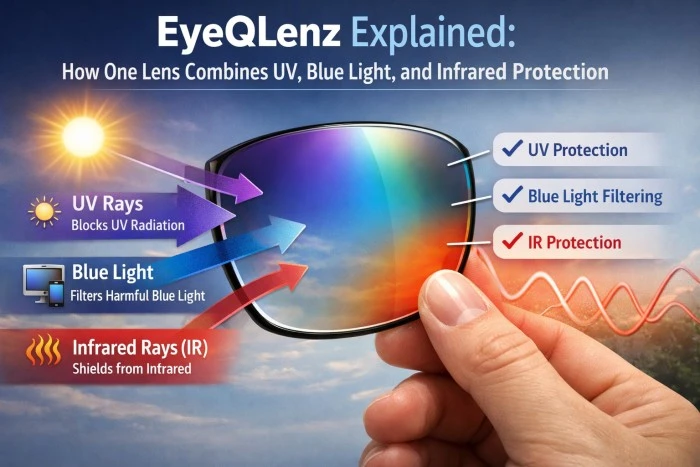 EyeQLenz Explained: How One Lens Combines UV, Blue Light, and Infrared Protection