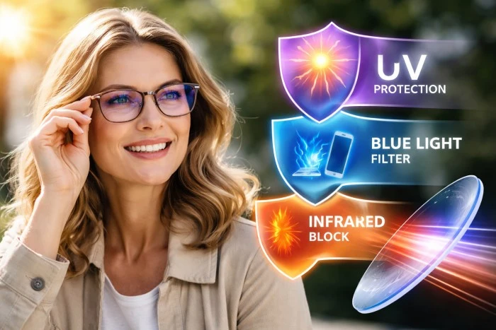 EyeQLenz Explained: How One Lens Combines UV, Blue Light, and Infrared Protection