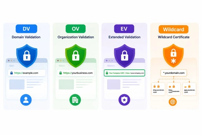 Types of SSL Certificates Explained: DV, OV, EV, and Wildcard Options for Growing Websites